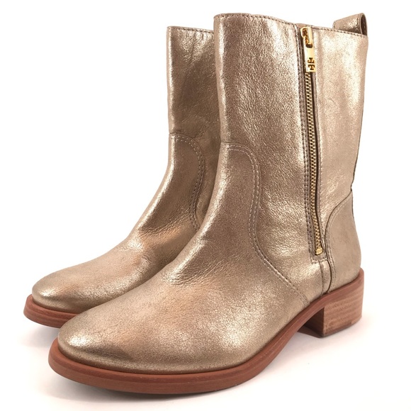 Tory Burch Shoes - Tory Burch 'Halle' Gold Zipper Bootie